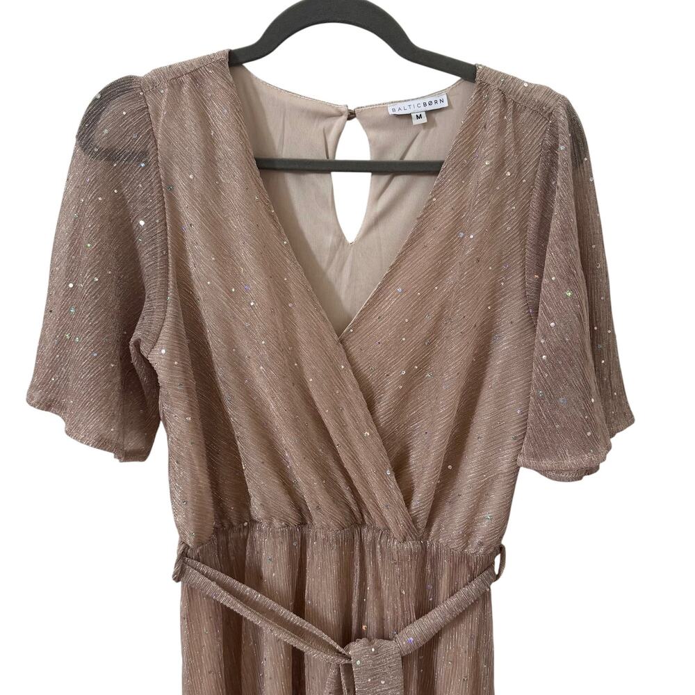 Baltic Born Grace Sparkle Gown in "Champagne" Pink Beige Sparkle Size Medium - Picture 5 of 10